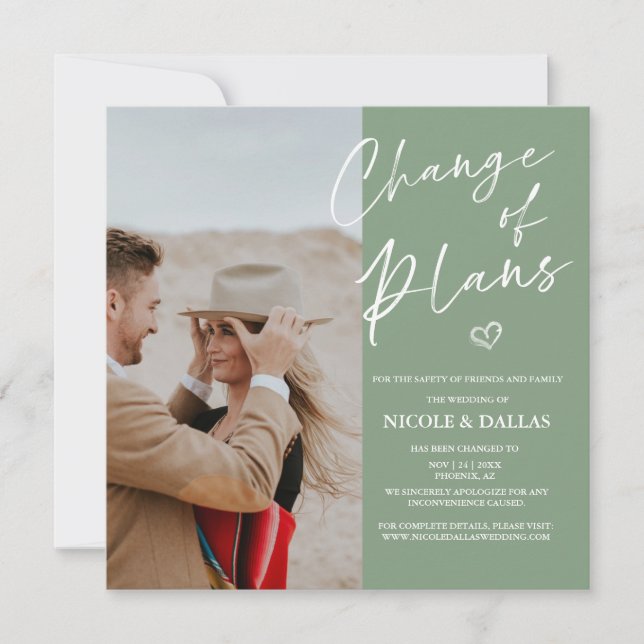 Modern Wedding Change of Plans Announcement (Front)