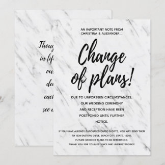 Modern Wedding Change of Plans Postponed Cancelled Invitation