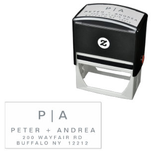 Modern Wedding Couple Address Self-inking Stamp