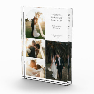 Modern Wedding Couple Anniversary 4 Photo Collage Block