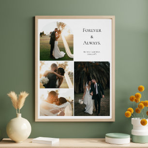 Modern Wedding Couple Anniversary 4 Photo Collage Poster