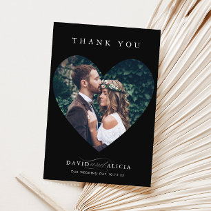 MODERN WEDDING couple photo heart frame black Invitation
