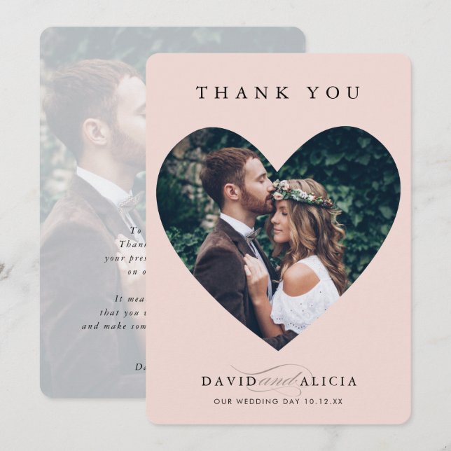 MODERN WEDDING couple photo heart frame blush pink Invitation (Front/Back)