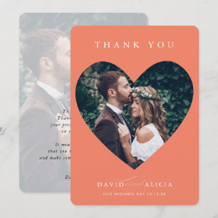 MODERN WEDDING couple photo heart frame peach Invitation