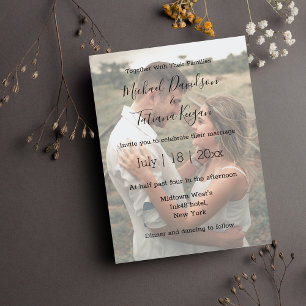 modern wedding day photo faded overlay Invitation