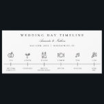 Modern Wedding Day Timeline Icon Itinerary Program<br><div class="desc">Modern minimalist,  wedding day icons,  timeline itinerary program. Features,  rings,  cocktail,  bride & groom,  dinner setting,  music note and confetti icons. Template text lines to personalise times and titles of each icon.</div>
