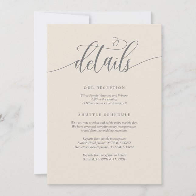 Modern Wedding Details, Navy Blue Enclosed Card (Front)