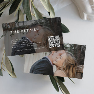 Modern wedding details QR code photo Enclosure Card