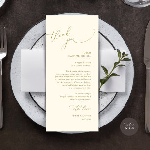 Modern Wedding Dinner Place Setting Thank You Card