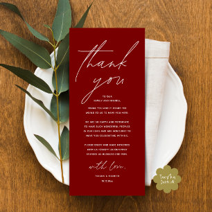 Modern Wedding Dinner Place Setting Thank You Card