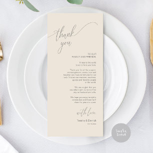 Modern Wedding Dinner Place Setting Thank You Card