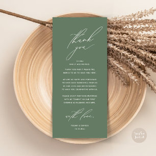 Modern Wedding Dinner Place Setting Thank You Card