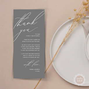 Modern Wedding Dinner Place Setting Thank You Card