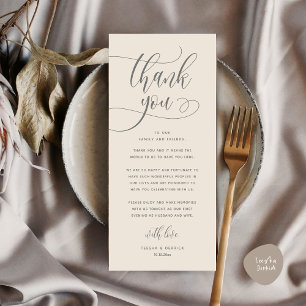 Modern Wedding Dinner Place Setting Thank You Card