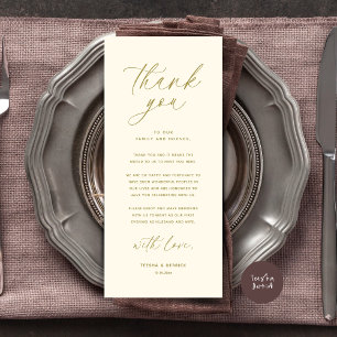 Modern Wedding Dinner Place Setting Thank You Card
