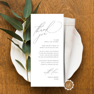 Modern Wedding Dinner Place Setting Thank You Card