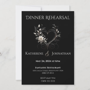 Modern Wedding Dinner Rehearsal-Flowers  Invitation