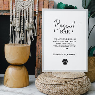 Modern wedding dog treat sign biscuit bar favour