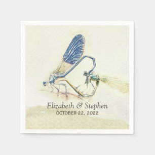 Modern Wedding Dragonfly Mating Love Heart Shape Napkin