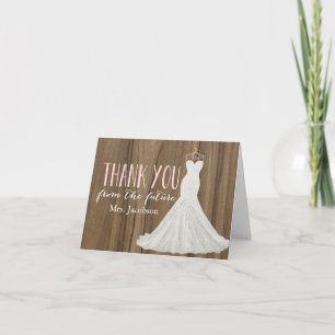 Modern Wedding Dress   Bridal Shower Thank You Card