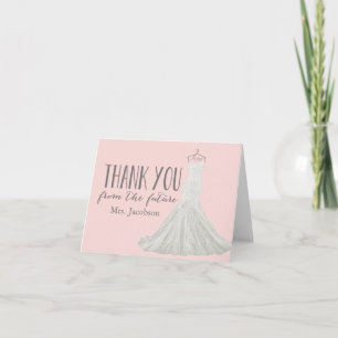 Modern Wedding Dress Bridal Shower Thank You Card