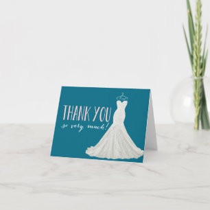 Modern Wedding Dress Colour Thank You Card
