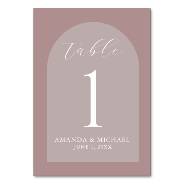 Modern Wedding Dusty Rose Hues  Table Number (Back)