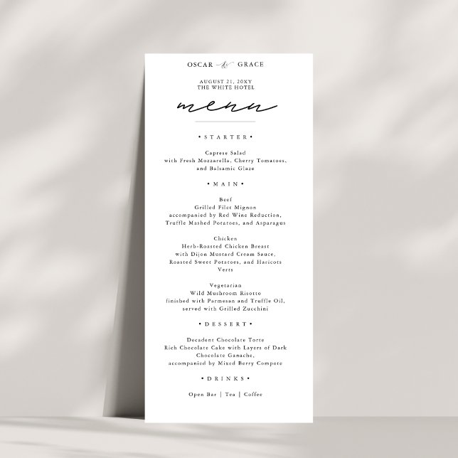 Modern Wedding | Elegant Black and White  Menu (Creator Uploaded)