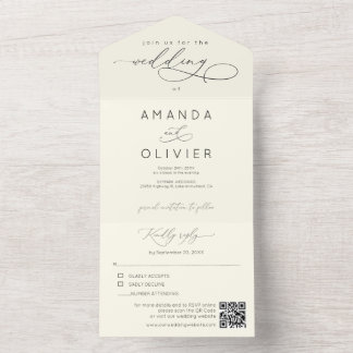 Modern Wedding Elegant Chic Calligraphy Yellow All In One Invitation