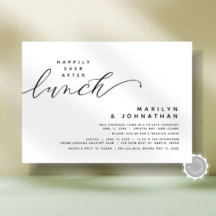Modern Wedding Elopement Happily Ever After Lunch Invitation