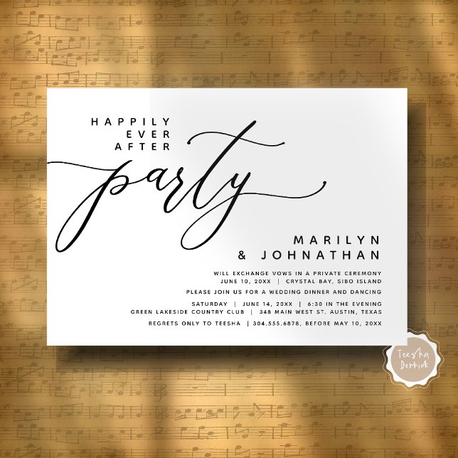 Modern Wedding Elopement Happily Ever After Party Invitation (Modern Romantic Wedding Elopement Happily Ever After Dinner Party Invitation Card, Digital Download)
