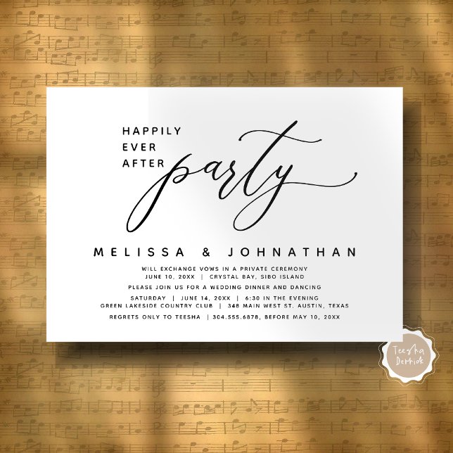 Modern Wedding Elopement Happily Ever After Party Invitation (Modern Romantic Wedding Elopement Happily Ever After Dinner Party Invitation Card, Digital Download)