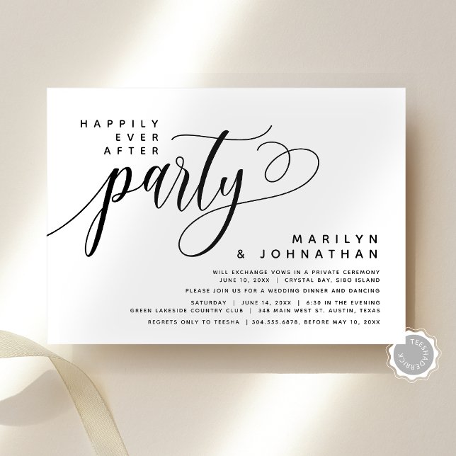 Modern Wedding Elopement Happily Ever After Party Invitation (Modern Wedding Elopement Happily Ever After Party Invitation Card, Digital Download or Printed Copy)