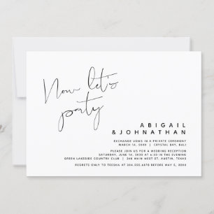 Modern Wedding Elopement, Now let's Party Invitation