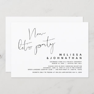 Modern Wedding Elopement, Now let's Party Invitation