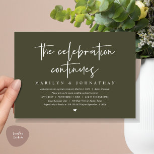 Modern Wedding Elopement the celebration continues Invitation