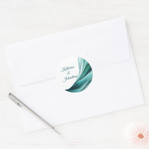 Modern Wedding-Emerald Green- Classic Round Sticker