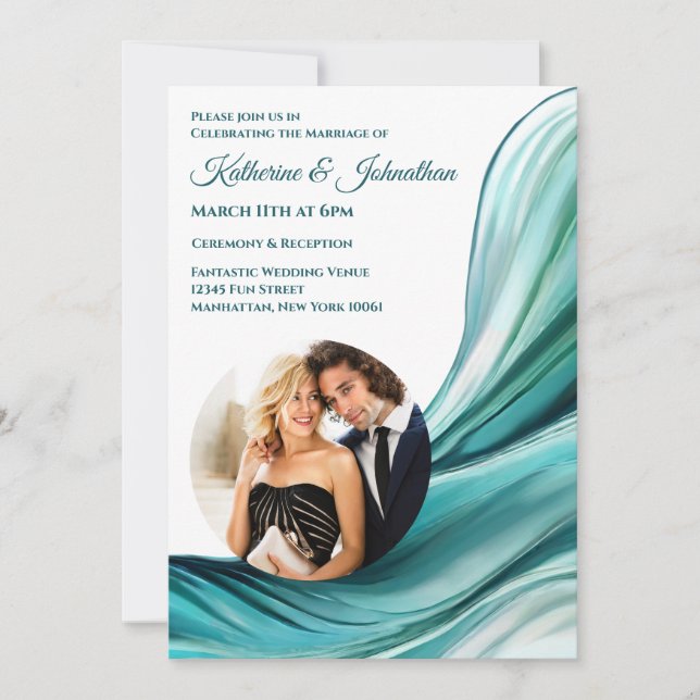 Modern Wedding-Emerald Green-Photo- Invitation (Front)