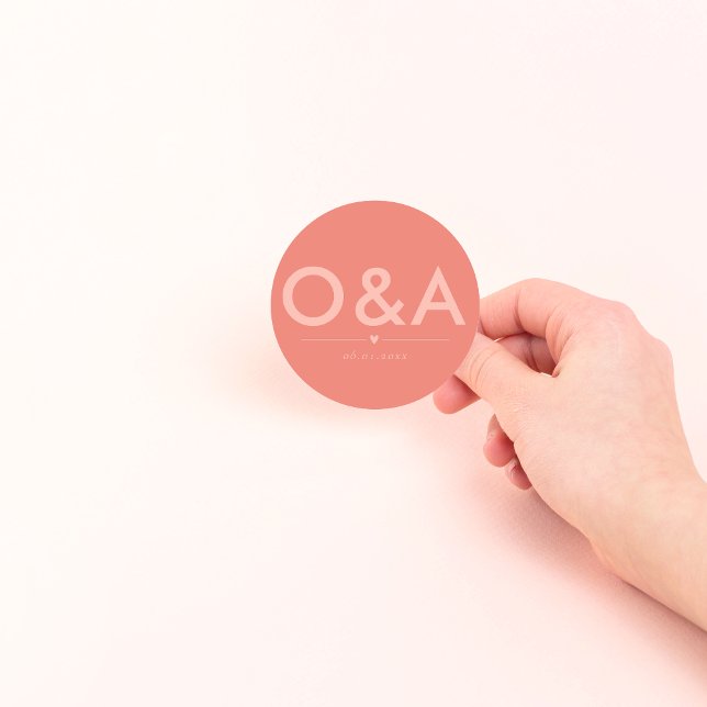 Modern Wedding Envelope Monogram | Dark Coral Classic Round Sticker (Creator Uploaded)