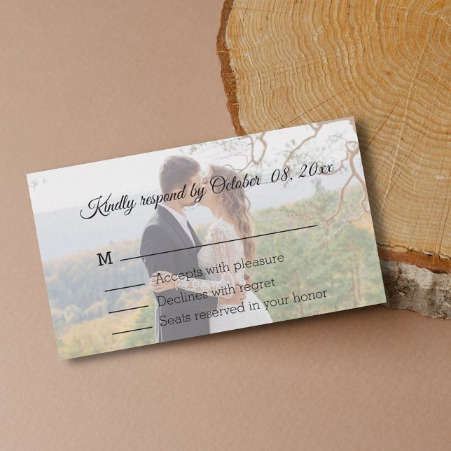 modern wedding faded photo rsvp card (Creator Uploaded)
