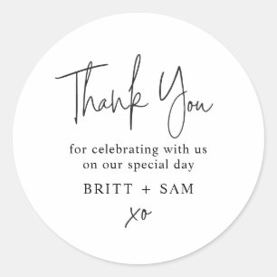 Modern Wedding Favour Script Handwritten Custom Classic Round Sticker