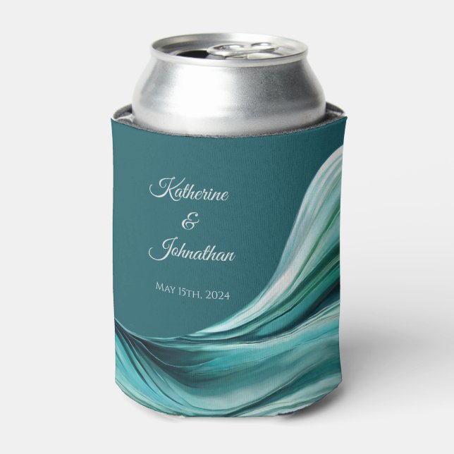Modern Wedding Favours-Emerald Green- Can Cooler (Can Front)