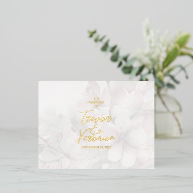 Modern Wedding Foil Invitation Postcard (Standing Front)