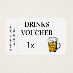 Modern Wedding Free Drink Voucher Business Card