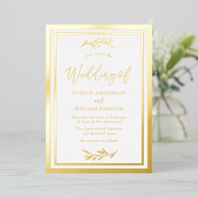 Modern Wedding Gold Leaf Elegant Border (Standing Front)