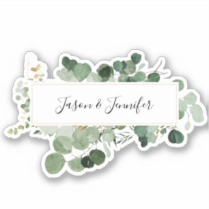 Modern Wedding Greenery Couple Names Chic