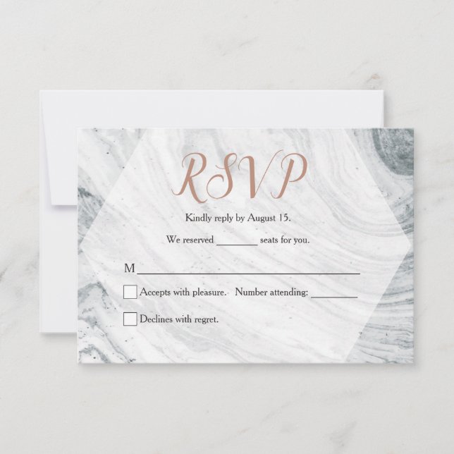 Modern Wedding Grey Marble RSVP Chic (Front)