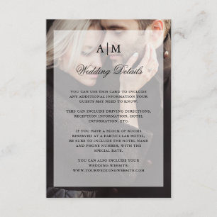 Modern Wedding Guest Details   Photo with Overlay Enclosure Card