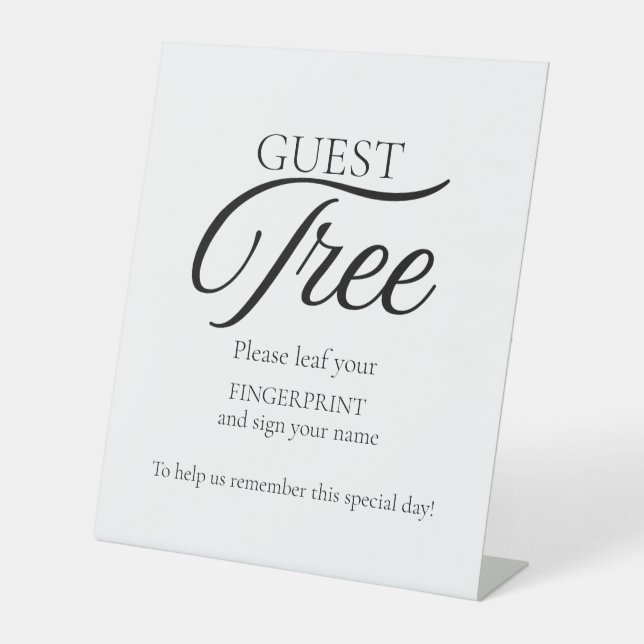 Modern Wedding Guest Tree Fingerprint Sign (Front)