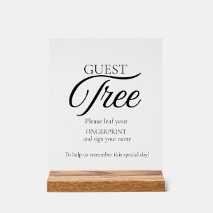 Modern Wedding Guest Tree Fingerprint Sign